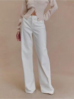Miss Tina Cream Flared Wide-Leg Pants